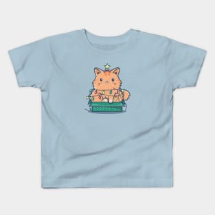 Merry Catmas cute Christmas kitty Kids T-Shirt